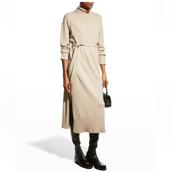 Rails Mila Cream Long Sleeve Mock Neck Line Sweater Dress W Tie Belt - Picture 4 of 15